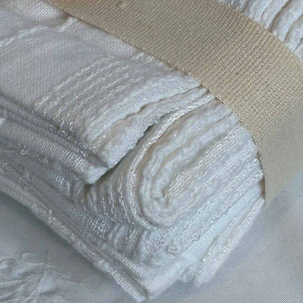 8 Thyme & Sage Napkins 18x18 White Cotton Textured Farmhouse Cottage OEKO-TEX